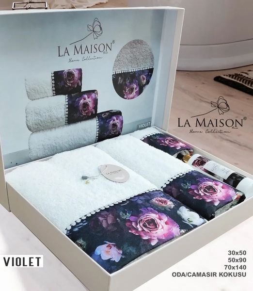 Набор полотенец с ароматом La Maison Violet Ekru (3шт) 3пр (30х50+50х90+70х140) см Набор LaMaison_30271.1 фото