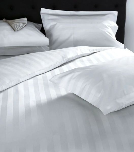 Простирадло на гумці White сатинове Stripe Jefferson біле posmar57377 фото