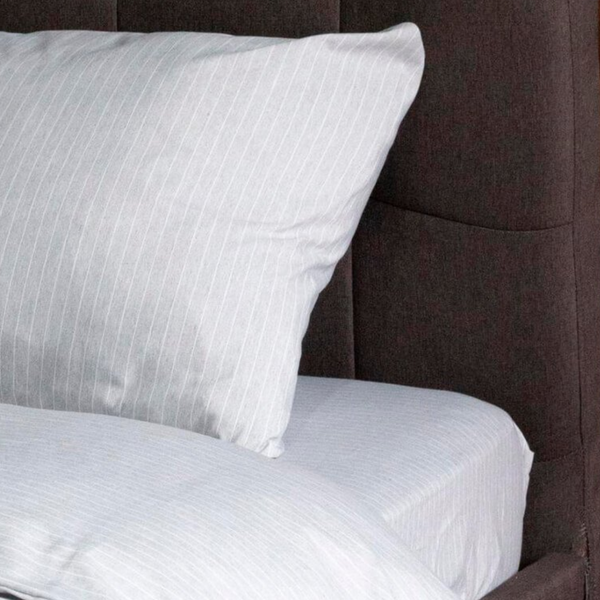 Простирадло на гумці Grey-White Stripe U-tek бавовна Hotel Collection posmar63544 фото