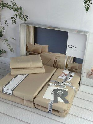 Kleks Однотонное сатинова постільна білизна Євро розмір Romeo home Туреччина Sul-6077 фото