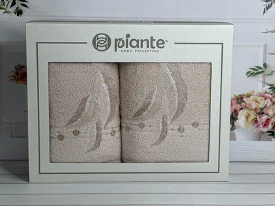 Piante pero bej 3D 2в1 бавовняні рушники Туреччина, Durul Sul-5789 фото