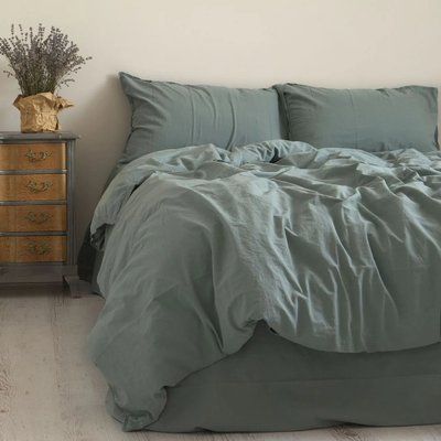 Комплект постільної білизни 200х220 LIMASSO NATURAL GREEN STANDART hr-ln800513 фото