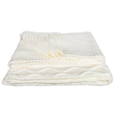 Вязаный плед SoundSleep Carmel молочный 140х180 см p_s_k_91910575 фото