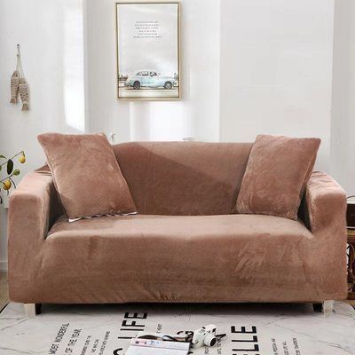 Захисний чохол на двомісний диван Велюровий Diana Textile Plush Velvet 145-185 см al2045-2-seat-sandy фото