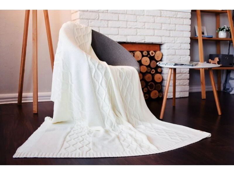 Вязаный плед SoundSleep Carmel молочный 140х180 см p_s_k_91910575 фото