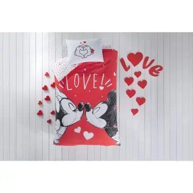 Детский и подростковый комплект TAC Minnie&Mickey Lovely Ранфорс / простынь на резинке 60275499 фото