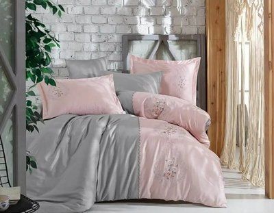 Постельное белье Dantela Vita Isabella Grey Сатин с вышивкой d-c22294980 фото