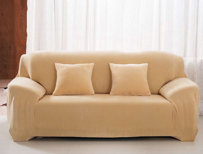 Велюровий чохол на великий 5-місний диван Diana Textile al2045-310-350-beige фото