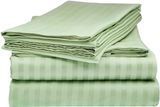 Однотонное постельное белье сатин Home Stripe Mint зеленое Евро posmar79432 фото