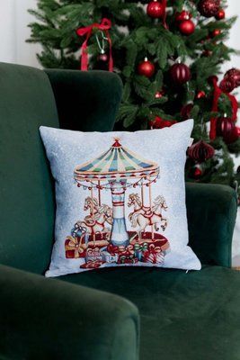 Новорічна декоративна подушка Carousel Карусель, 45х45см ПРОВАНС 041950 provence_041950 фото