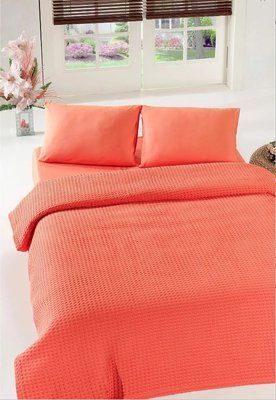 Покривало піке Eponj Home - Burumcuk coral кораловий вафельне 200x235 svt-2000022254656 фото