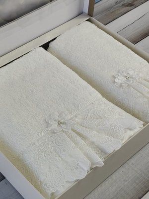 Набір рушників Pupilla 2в1 Romantik з мереживом Sul-5028 фото
