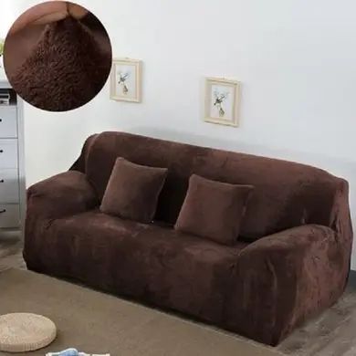 Защитный чехол на трехместный диван Diana Textile Plush Velvet 190-230 см al2045-3-seater-190-230-coffee фото