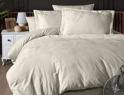 Комплект постельного белья First Choice Jacquard Satin Stesha JS-222-Stesha-Beige-Сімейний фото