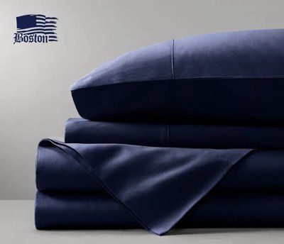 Простирадло Dark Blue сатинове Jefferson синє 143х215 posmar54479 фото
