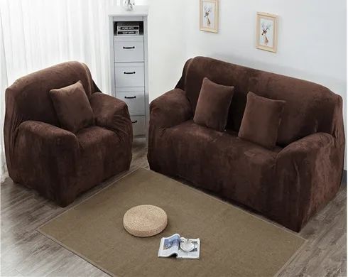 Захисний чохол на тримісний диван Diana Textile Plush Velvet 190-230 см al2045-3-seater-190-230-coffee фото