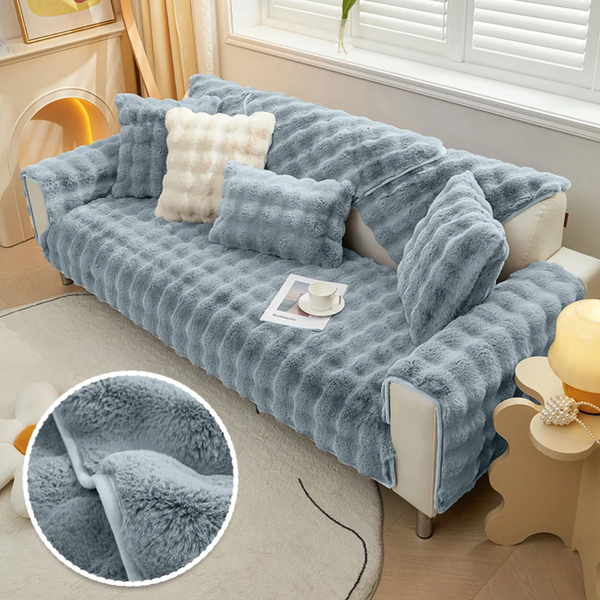 Мягкая накидка для дивана меховая Diana Textile al-Light-Grey-160 фото