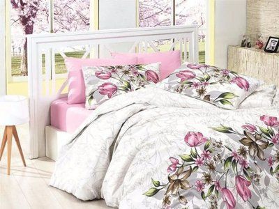 Комплект постільної білизни 180 Marcel з ранфорс тюльпани Двохспальний posmar67308 фото