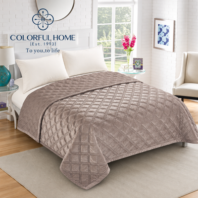 Велюрове покривало на ліжко Colorful Ромб 220x240 см, Бежевий Col-007-74-30-Beige фото