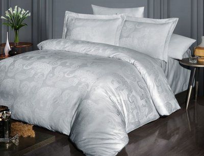 Комплект постільної білизни First Choice Jacquard Satin Doreta JS-227-Doreta-Silver-Євро фото