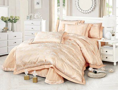 Набір постільної білизни JP-61 шовковий персикове жаккард Євро posmar85858 фото