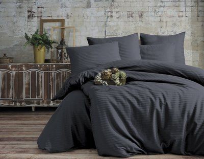 Постельное белье Satin Strip 200х220 (ТМ Perla Vita) ANTRASIT Турция 17752 фото