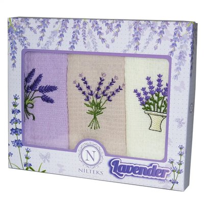 Набір рушників Nilteks 3 шт 40х60 (Лаванда-вафельні) d-c5810v-lavender фото