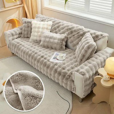 Мягкая накидка для дивана меховая Diana Textile 1 шт al-Coffee-210 фото