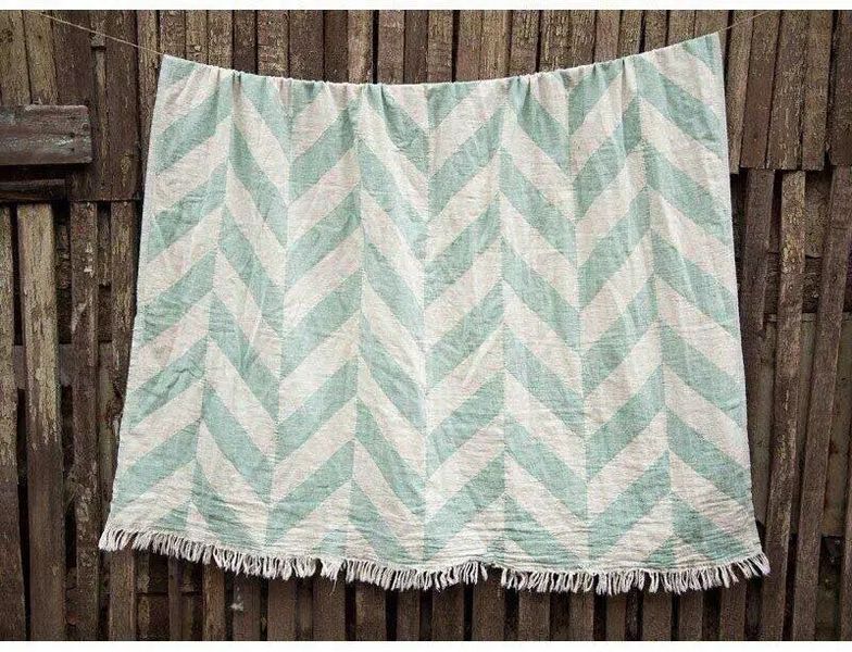 Хлопковый плед Barine Fishbone Throw Sage, 130 х 180 см sv2000022091374 фото