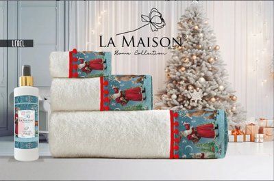 Набір рушників новорічний з ароматом La Maison Lebel (3шт) 3пр (30х50+50х90+70х140) см Набір LaMaison_30480 фото