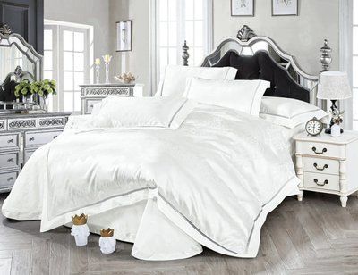 Набір постільної білизни JP-62 шовковий білий жаккард Євро posmar85853 фото