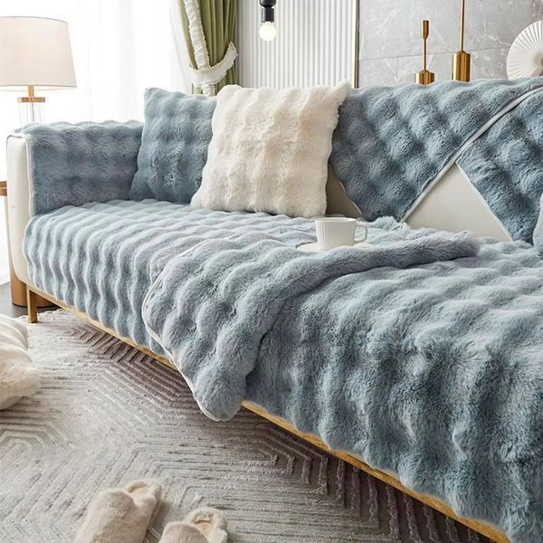 Мягкая накидка для дивана меховая Diana Textile 1 шт al-Light-Grey-210 фото