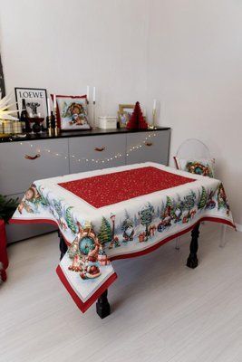 Новорічна гобеленова скатертина Різдвяне багаття provence_ 037398 фото