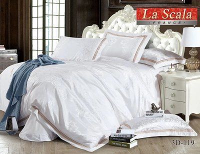 Постільна білизна жаккард шовковий La Scala 3D-119 з шовковою вишивкою Євро posmar63997 фото