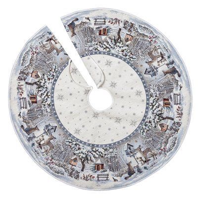 Юбочка под елку гобеленовая MICRO854-SD Limaso, Ø90, Круглое, Новогодний, С микрофиброй + серебряным люрексом, 75% полиэстер, 22% хлопок, 3% акрил, Гобелен lim_MICRO854-SD фото