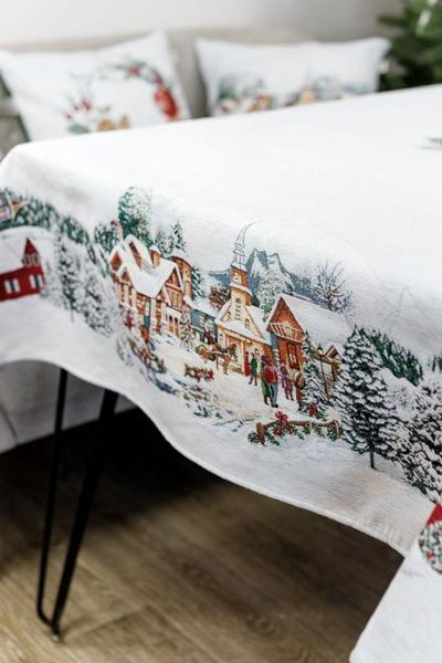 Скатертина гобеленова з велюром Зимове місто provence_031295 фото