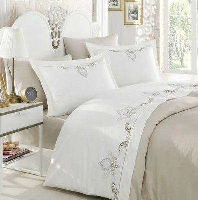 Постельное белье Dantela Vita Gozde Beige Сатин з вишивкою d-c22303002 фото