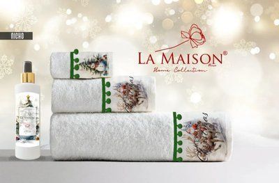 Набір рушників новорічний з ароматом La Maison Nicho (3шт) 3пр (30х50+50х90+70х140) см Набір LaMaison_30482 фото