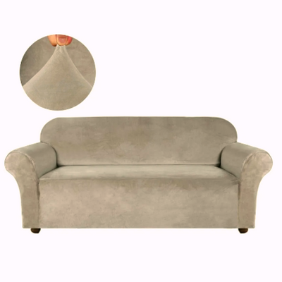 Защитный чехол на трехместный диван Diana Textile Plush Velvet al2045-3-seat-camel фото