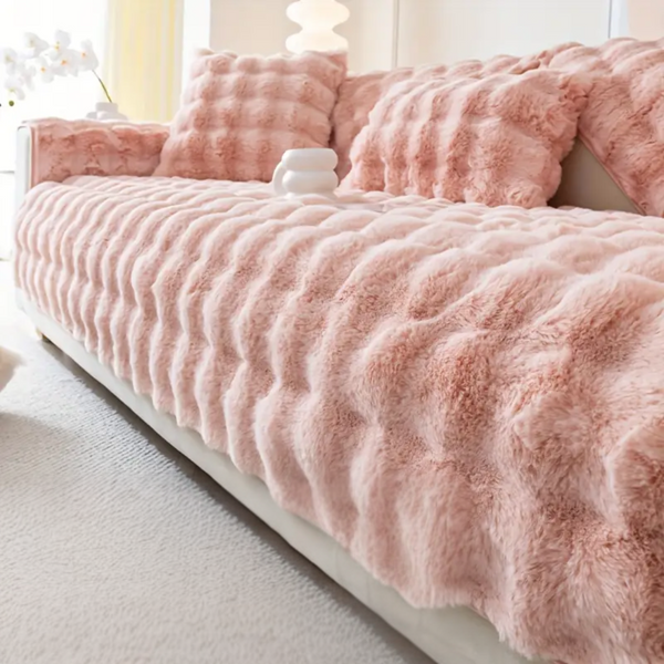 Мягкая накидка для дивана меховая Diana Textile 1 шт al-Pink-210 фото