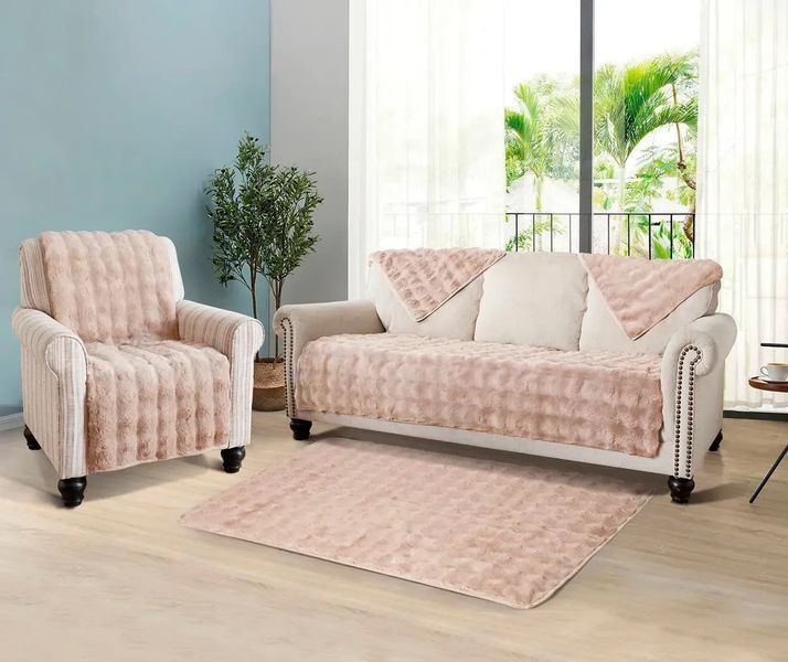 Мягкая накидка для дивана меховая Diana Textile 1 шт al-Pink-210 фото