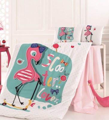 Комплект постільної білизни в ліжечко для дівчинки BELIZZA Flamingo Sul-3774 фото