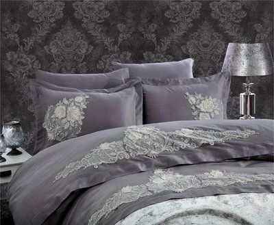 Постельное белье Dantela Vita Jenna Antracit Сатин з мереживом d-c22299794 фото