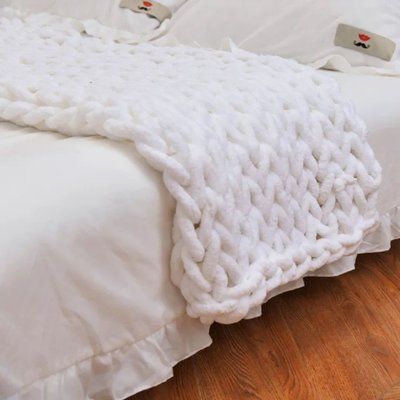 Плед ручной работы Крупная вязка Homytex 130х170 см, Белый HT-57901 фото