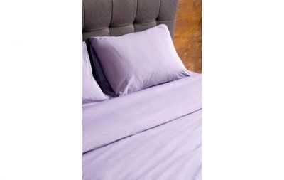 Простыня на резинке сливовая в наборе с наволочками U-tek хлопок Stripe Plum-White 140х200 posmar71846 фото