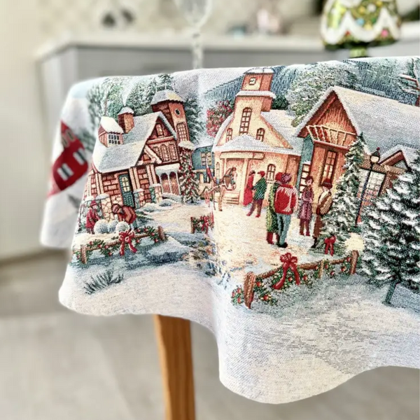 Скатертина гобеленова Limaso Zermat Новорічна ZERMAT-90D фото