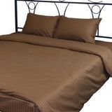 Однотонна постільна білизна сатин Home Stripe Brown коричневе Сімейний posmar76019 фото