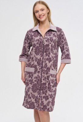 Женский трикотажный халат на молнии NUSA 0505, фиолетовый (Murdum), XL ns-0505-murdum-XL фото