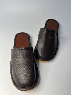 Шкіряні парні капці Zhou Jie з неслизькою підошвою, коричневі (27 розмір) 221341-27-коричневий фото