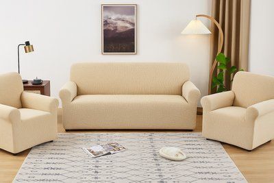Набор чехлов на диван и 2 кресла отталкивающий трикотаж-жатка Diana Textile al4884 фото